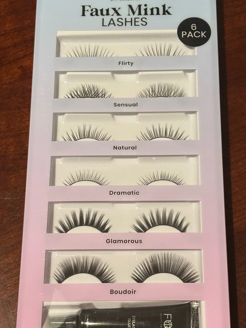 Faux Mink Lashes 6-Pack with Glue - Black